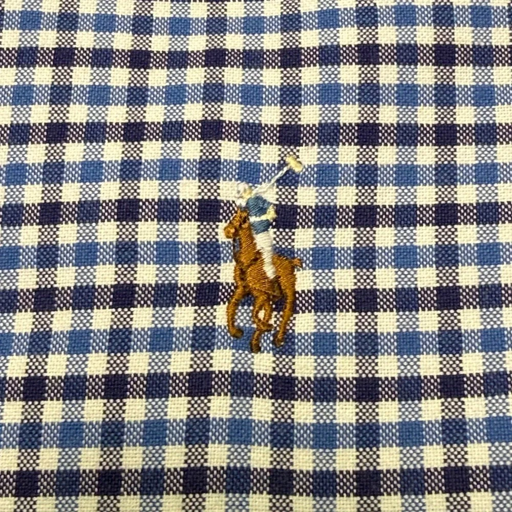 Polo Ralph Lauren Button Shirt Men XXL Blue Gingham Check Plaid Long Sleeve Pony